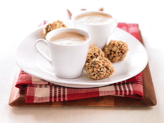 Petit pot de crème moka, truffes au chocolat et beurre d'arachide